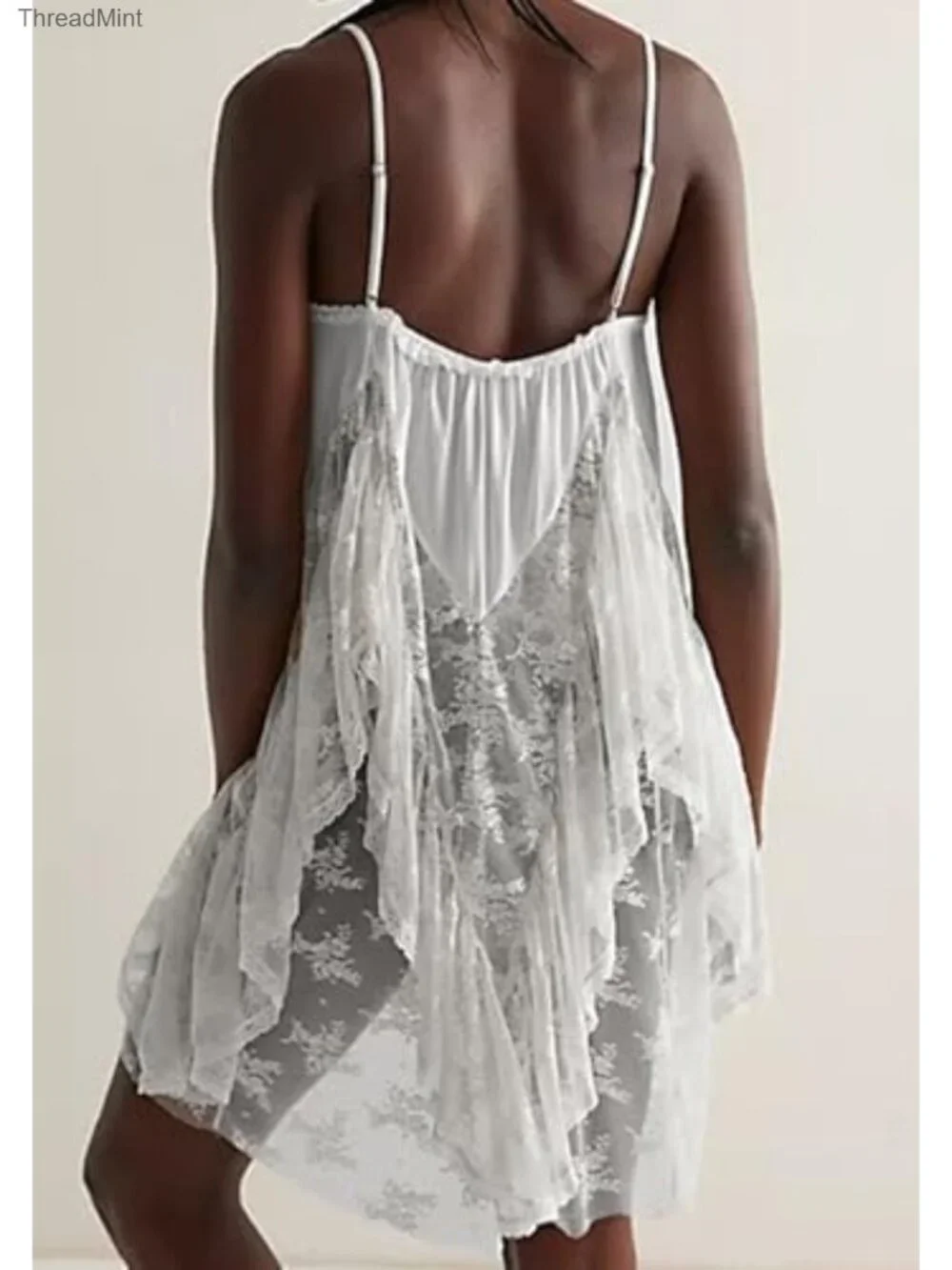 Lace Slip Dress with Adjustable Straps Square Neckline Mini